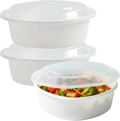 Premium Deep round White Containers - 9'' (Pack of 6) - Stackable & Leak-Proof De