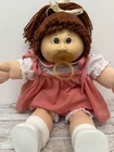 1983 OK Cabbage Patch Kids #4 Pacifier Girl Doll Single Auburn Ponytail Gingham