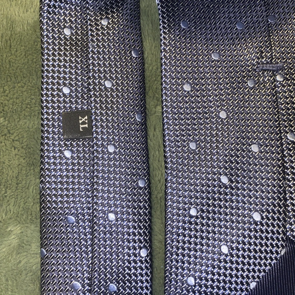 Corbata 5 estrellas ERMENEGILDO ZEGNA hombre limitada gris azul lunares, hecha en Italia Foto 4 de 4