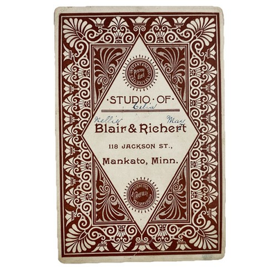 #ad #ad Antique Cabinet Card PLAYING CARD Style Back Three Ladies Mankato Minnesota $19.97