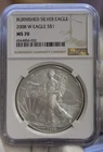 2008 W (Burnished) US Silver Eagle $1 NGC MS70