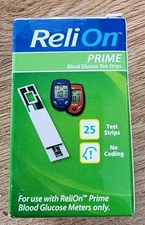 ReliOn Prime Blood Glucose Test Strips 25 Count Sealed Box NEW