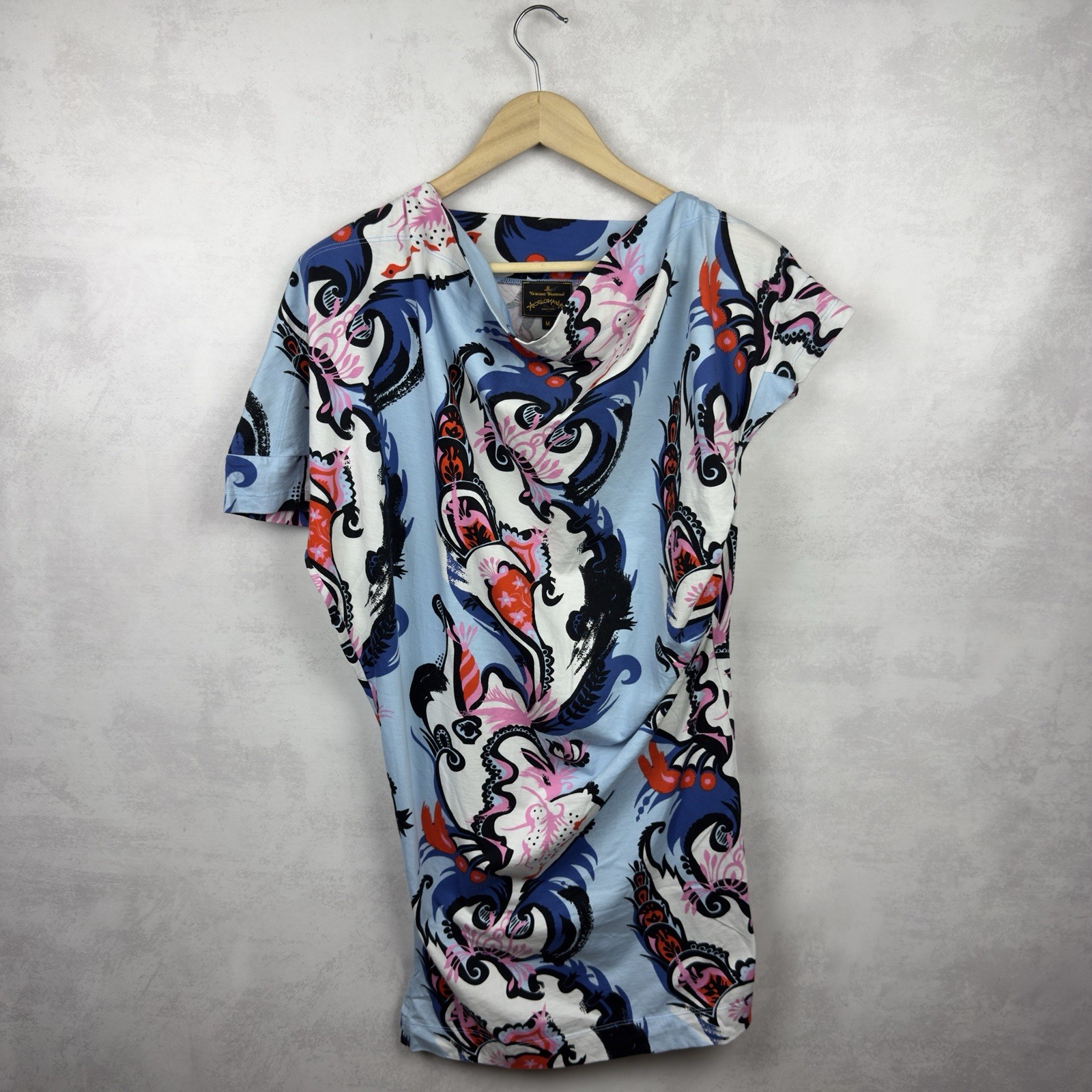 Vivienne Westwood Anglomania Asymmetrical Cotton Abstract Print Dress Size M