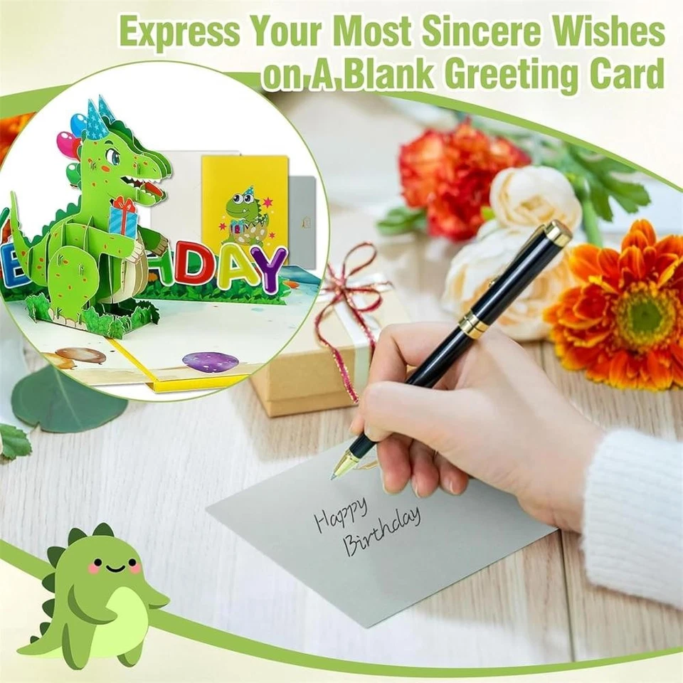Dinosaur Birthday Pop Up Card, Birthday Card with Fun Dinosaur Design, 3D - image 3 of 4