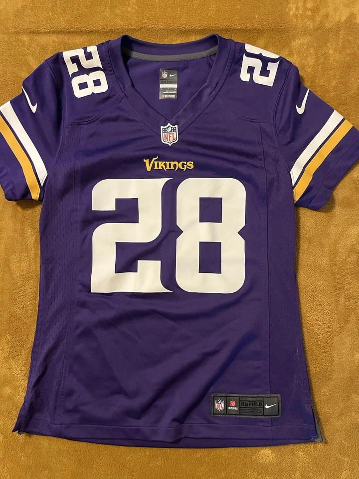 Camiseta de fútbol americano Minnesota Vikings para mujer pequeña NFL Nike Adrian Peterson 28 Foto 2 de 4