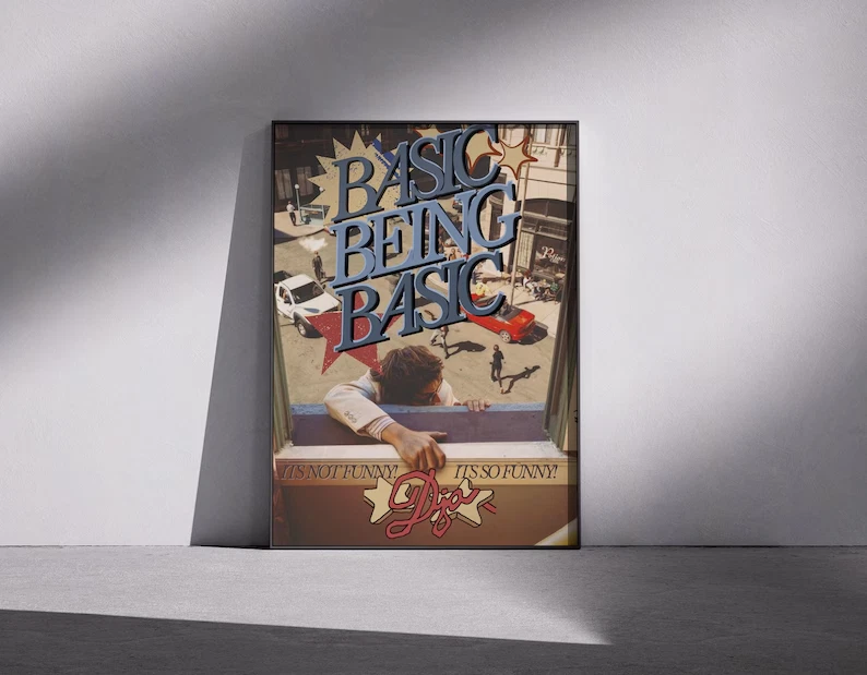Djo Basic Being Basic Rolled Poster, Vintage Collage Wall Art