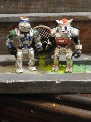 TMNT Teenage Mutant Ninja Turtles Vintage Robotic Bebop & Rocksteady Figs 1993