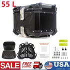 55L Aluminum Motorcycle Top Case Lock Trunk Luggage Tour Tail Box Storage Black