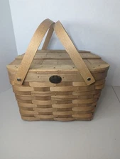 Peterboro Picnic Basket With Table Insert 13" X 13" EUC