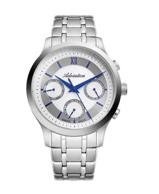 ADRIATICA Men Quartz Casual Watch Classic Dress Silver Dial Waterproof Swiss 24m