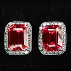 SUNSET PINK SAPPHIRE RARE 12.35CT 925 STERLING SILVER HANDMADE HALO EARRINGS