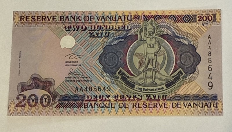 Vanuatu 200 Vatu 1995, UNC, P-8a, Prefix AA