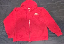 H.E.B Red Jerzees Men's Hoodie Sweatshirt Full Zip Fleece Large 