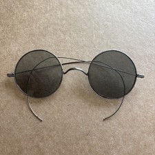 Antique Tinted Eye Glasses Cable Wire Frame Round Sunglasses