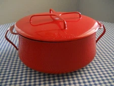 Vintage MCM Dansk 5 QT Christmas Red Enamel Kobenstyle Dutch Oven Pot  Excellent