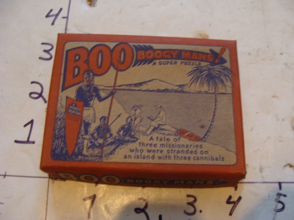 Vintage Puzzle--BOO BOODY MANS, missionaries & cannibals in box SHERMS CREATION