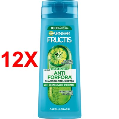 12 X Fructis Shampoo Citrus Detox - Anti-schuppen Mit Zitronenschalen 250 Ml.