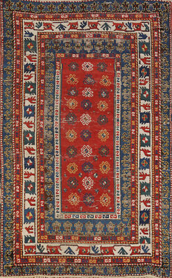 2枚セットKoji Yamaguchi Rug Pre-1900 Russian Rug Hand-made Antique Kazak Vegetable Dye Area