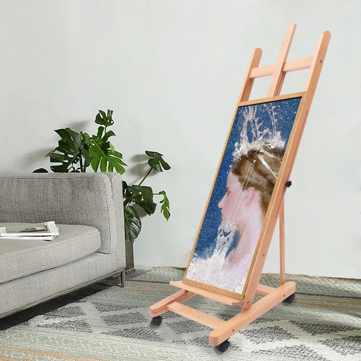 Professional Art Stand Large H-Frame Wooden Easel For Artists - Holds Canvas  Up To 93 Inches, Professional Painting Stand Wooden Painting Easel, image size:1200x1200