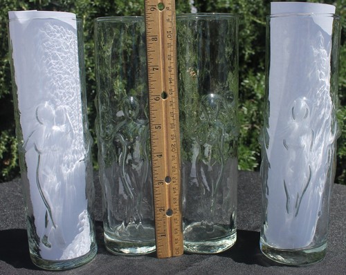 Vintage Libbey Raised Glass La Femme Clear Glasses Tumblers Set of 4 - Picture 3 of 5