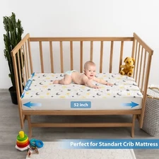 Waterproof Crib Mattress Protector Sheets,%100 Cotton Fabric, Absorbent Crib/...