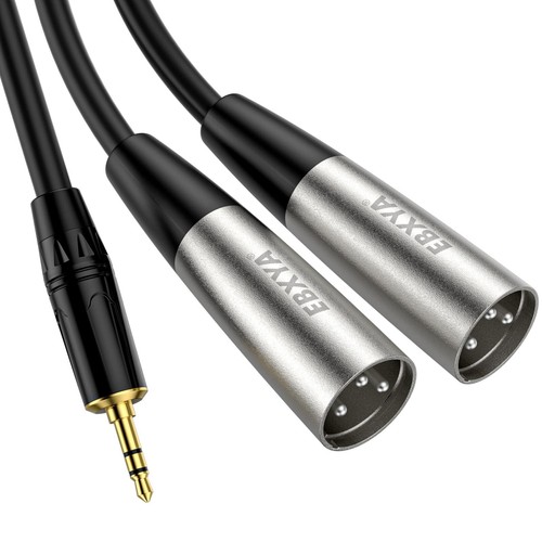 Dual XLR to 3.5mm Cable 6ft, XLR Male Y Splitter to 1/8 inch TRS AUX Cable, U...