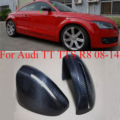 Real Carbon Fiber Side View Mirror Cover Cap Overlay For Audi TT TTS R8 08-14
