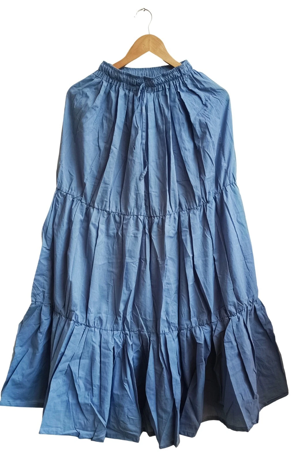 Indian Gray Solid Long Frill Pure 100% Cotton Skirts Women's Clothing Skirt US
