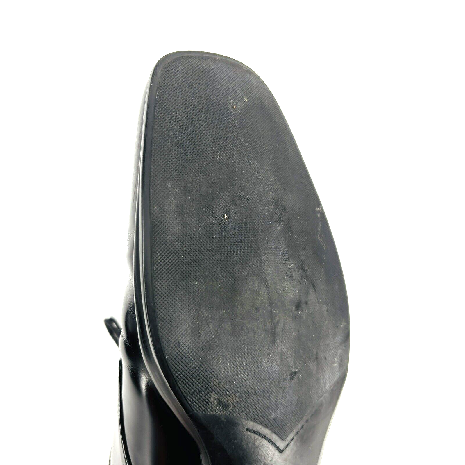 SAOLA Scarpa elegante uomo 9 2E larga (Prada taglia 8) punta a cappuccio derby pizzo nero vernice pelle