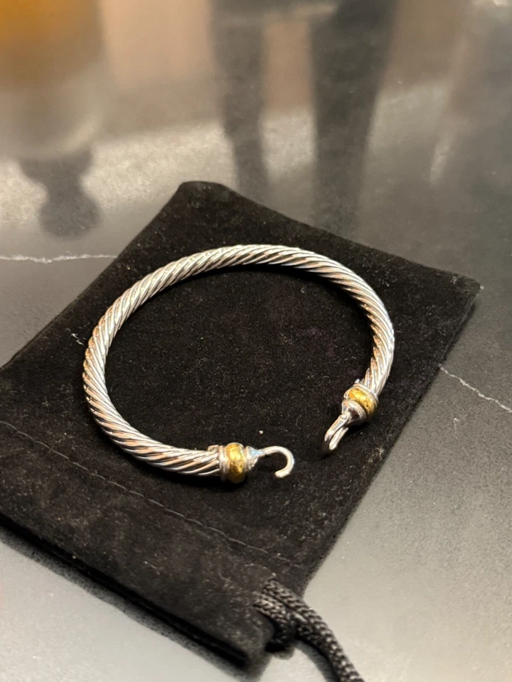 Brazalete David Yurman Clásico 925 SS Cable 18k Hebilla 5mm Foto 4 de 4