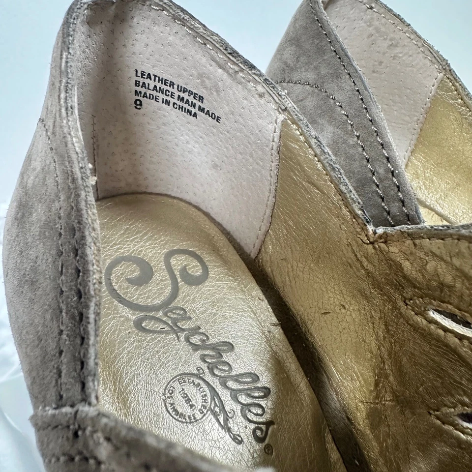 Tacones de cuña de gamuza Seychelles peep toe diseño recortado con cordones talla 9 Foto 4 de 4