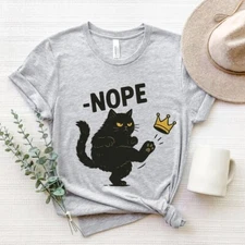 No Kings in America Black Cat Shirt, No Kings Shirt, Funny Political Meme T-Shir
