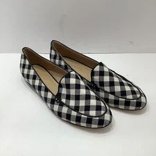 Talbots Ryan Loafers Women's Sz. 6.5M Shoes Black & White Plaid Cloth Flats New