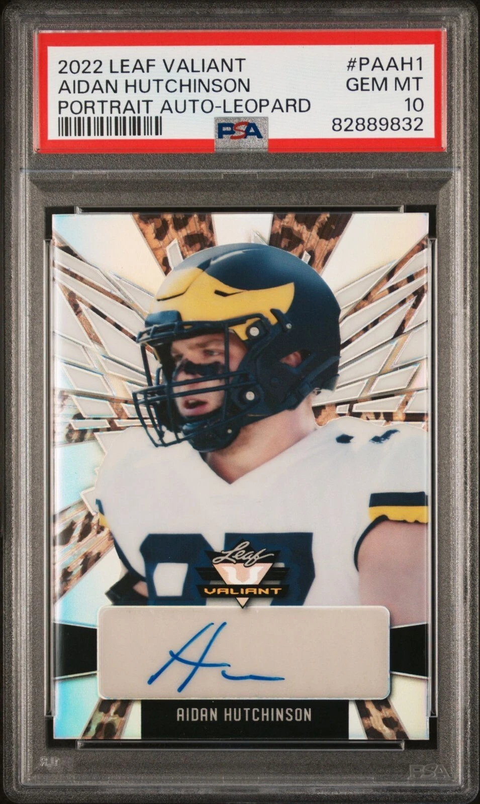 Aidan Hutchinson Leaf Valiant Portrait Autographs #PAAH1 Leopard