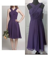 Christina Wu Celebration Dress Size 4 New W/Tags Eggplant Chiffon Sleeveless