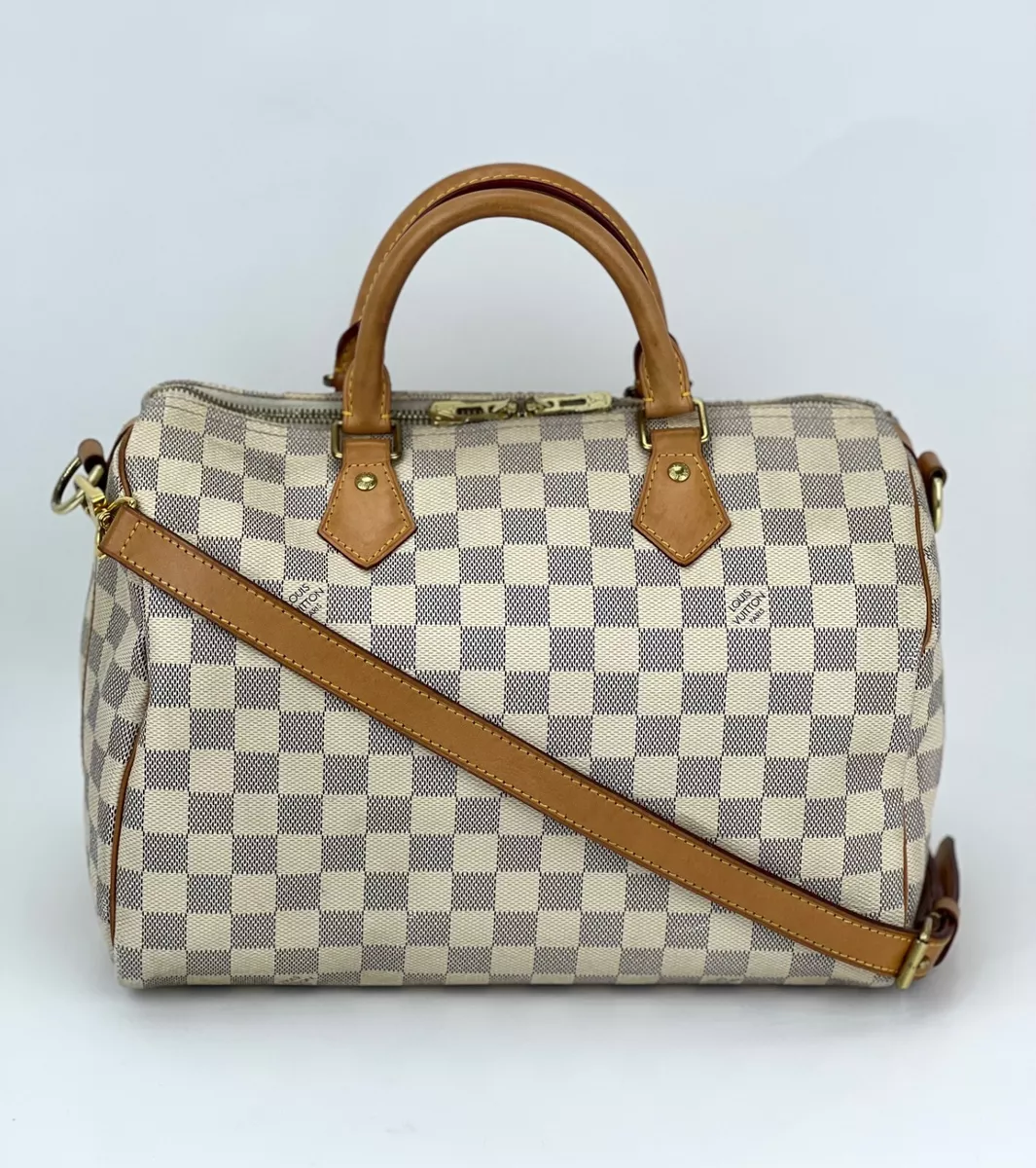 Louis Vuitton Speedy Bandouliere 30 Damier Azur Shoulder Hand Bag Added Insert