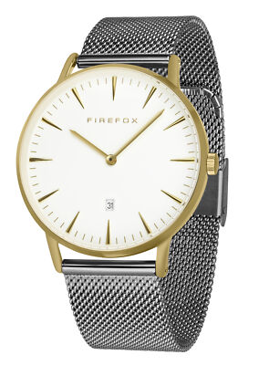 FIREFOX PASSION Damen- Herrenuhr Edelstahl Mesh vergoldet FFPL02-044 weiß 5 ATM