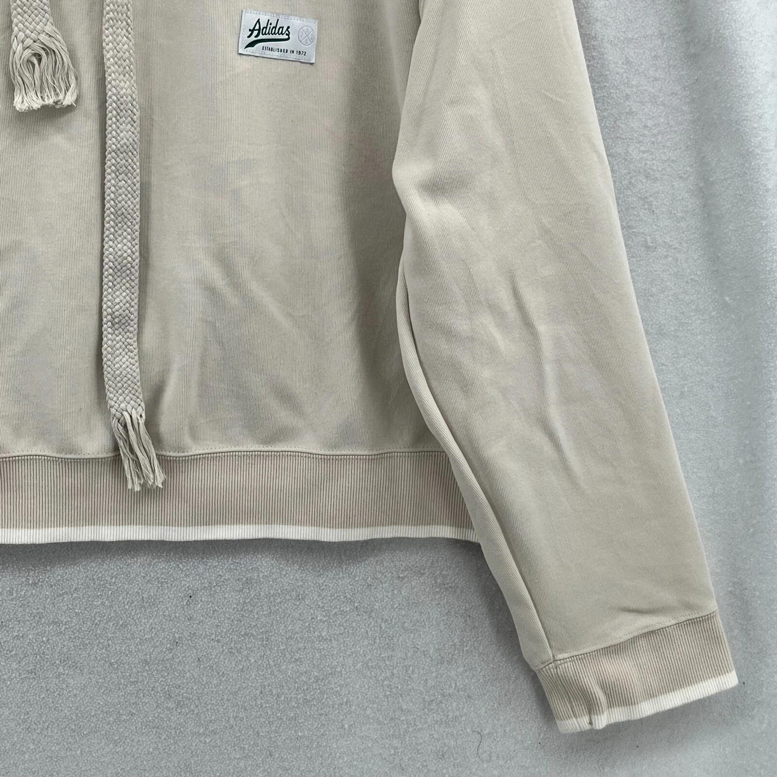 OFF WHITE Felpa con cappuccio Adidas pullover tagliata donna extra large stile retrò logo ortografico