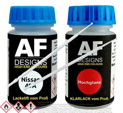 Für Nissan 49A Blanco Pola./White Patrol Lackstift Klarlack Lacktupfer  Set