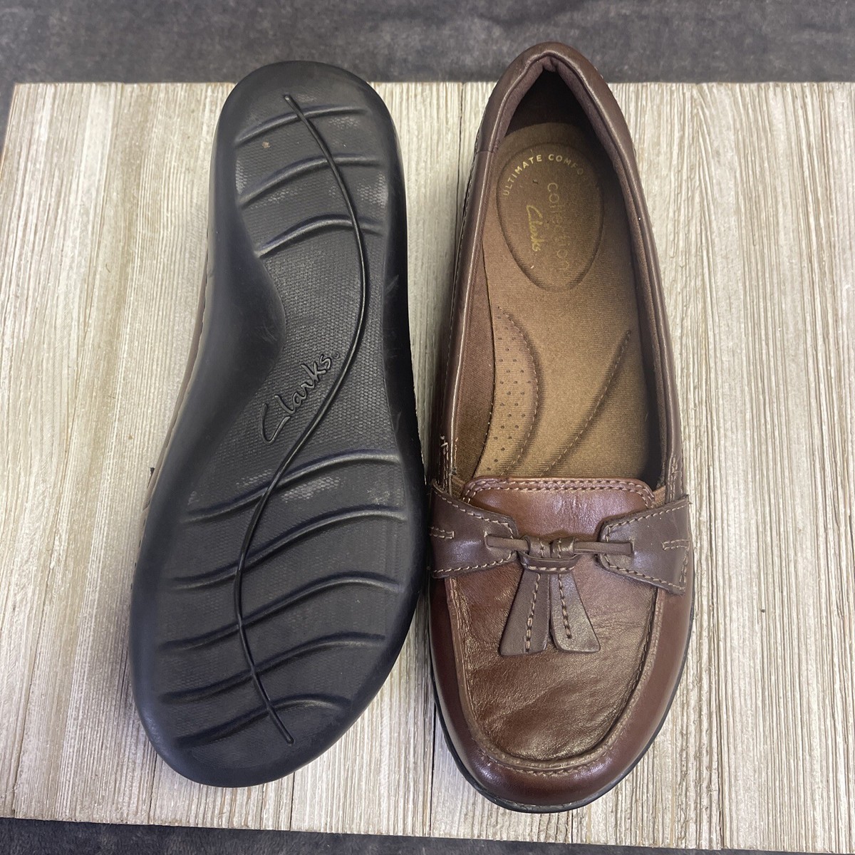 Collection by Clarks 22545 Brown Slip On Tassel Loafers Womens 7