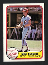 1981 Fleer Baseball Card #5 Mike Schmidt – Philadelphia Phillies  A2552