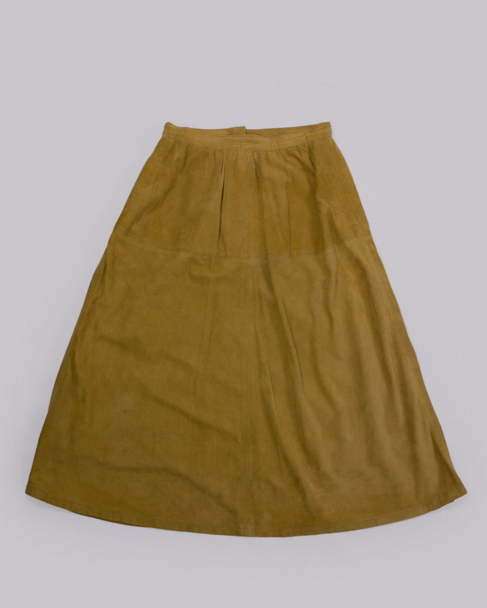 スカート Burberry Brown Flared-Cut Midi Skirt BURBERRY Vintage Very Soft Suede Brown Midi Skirt, SIZE UK