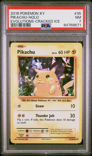 2016 Pokemon XY Evolutions #35 Pikachu Cracked Ice Holo - PSA 7