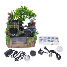 w/LED Indoor Rockery Waterfall Fountain Feng Shui Water Sound Desktop Fountain