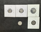 1858 O, two 1858’s and 1861 Seated Liberty Half Dimes!  3 have holes, 1842 Dime