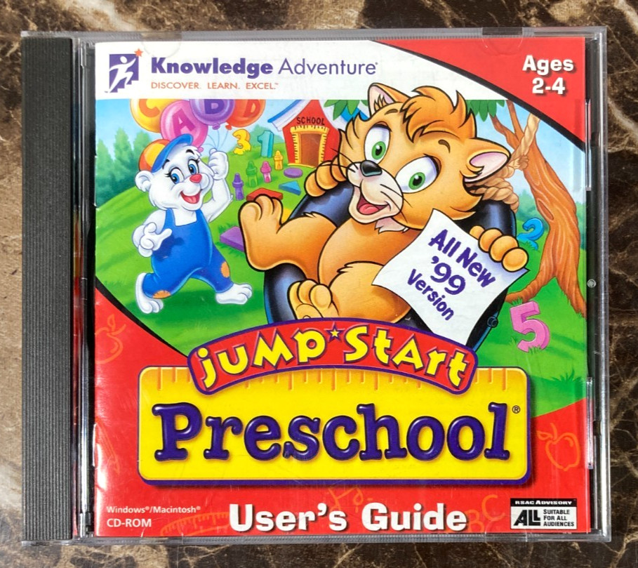Jump Start Preschool Knowledge Adventure Ages 2-4 Windows Mac 1998 CD ROM