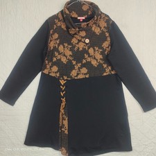 Joe Browns Black Glittered Jacquard Long-Sleeved Layered Tunic Cowl Neck Size 18