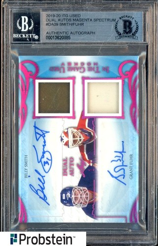 2019-20 ITG Used Hockey Magenta Billy Smith Grant Fuhr Dual Patch AUTO 1/4 BGS