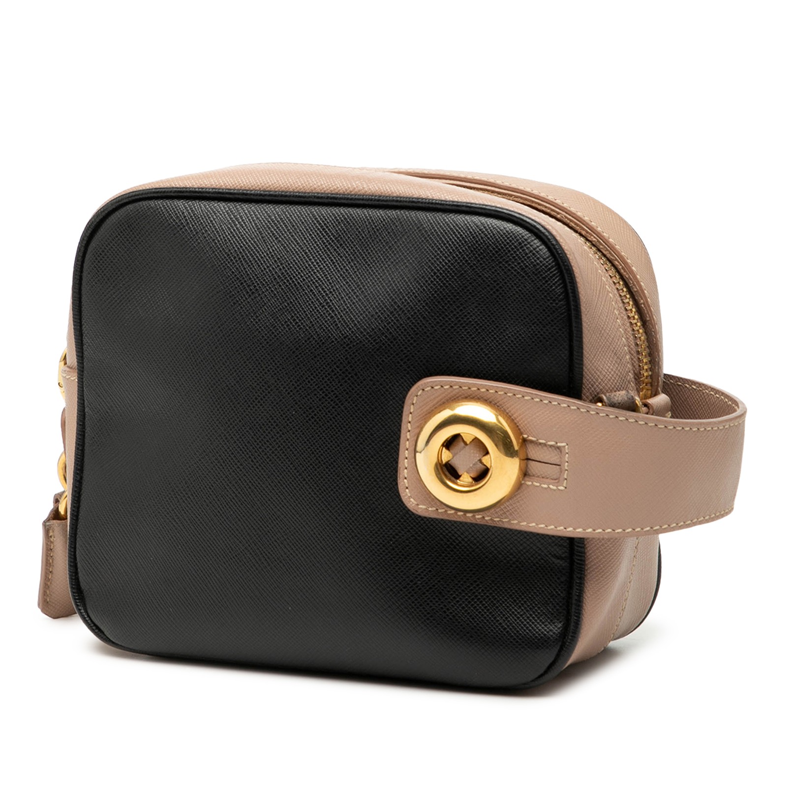 Authenticated Prada Mini Bicolor Saffiano Lux Beige Leather Satchel thumbnail 2