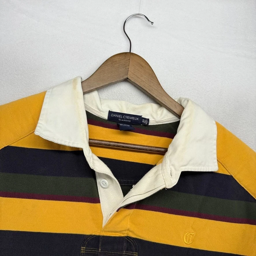 Camisa de Rugby Daniel Cremieux De Colección Para Hombre XLT Amarillo Verde Manga Acolchada Años 90 Foto 3 de 4